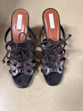 Cole Haan Black Strappy Lace-Up Sandal Heels